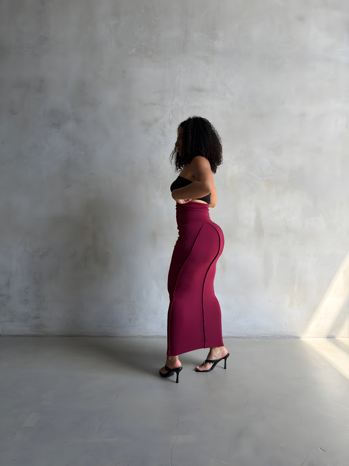 Merlot Curve Maxi Skirt