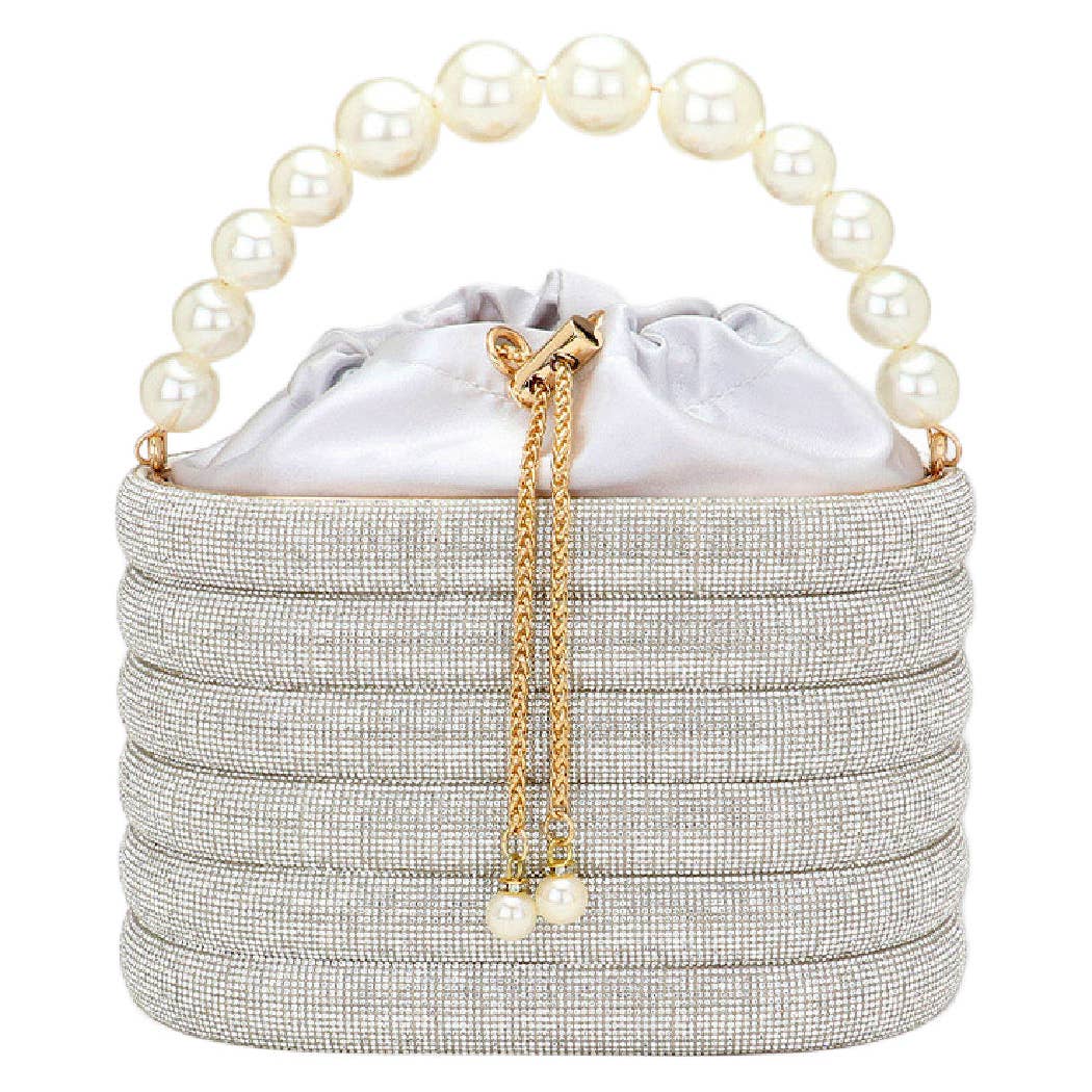 Rhinestone Pearl Bucket Bag