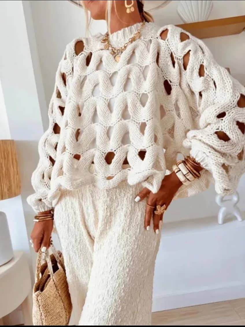 Champagne Pointelle Knit Set