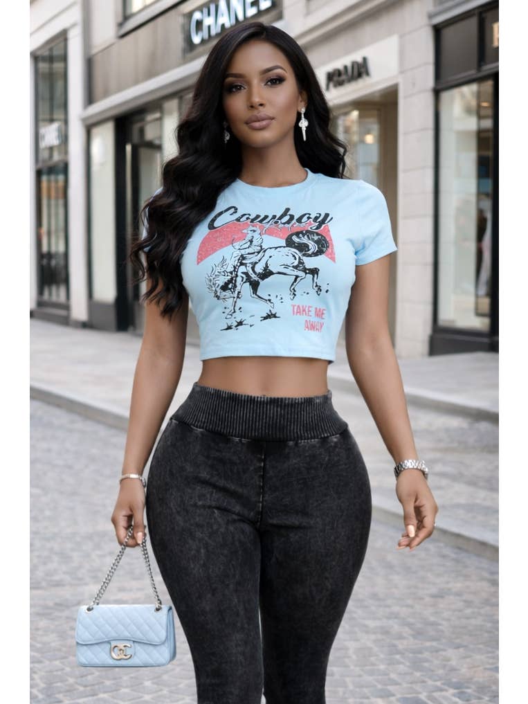 Cowboy Take Me Away Crop Tee