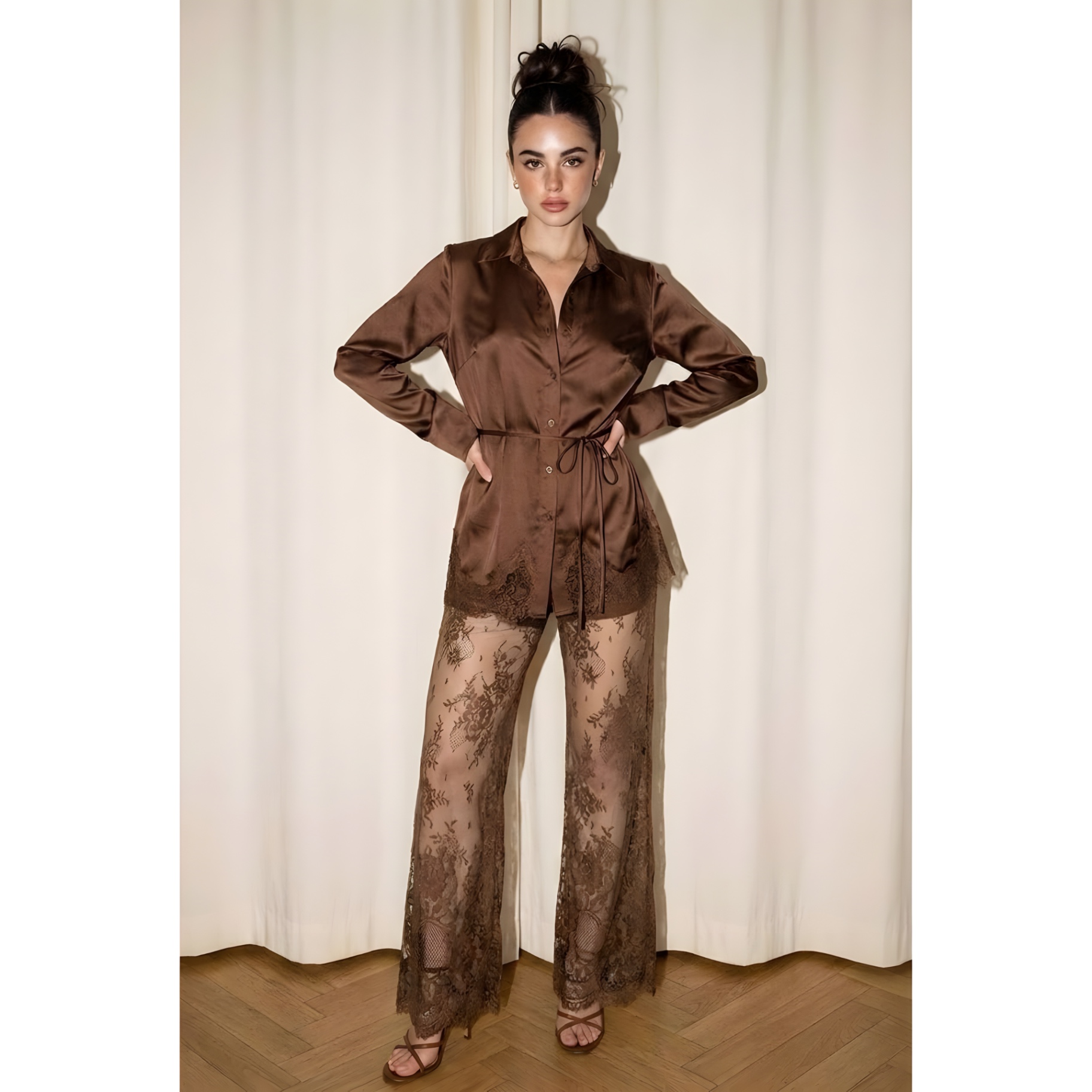 After Dark Cocoa Lace Flare Set