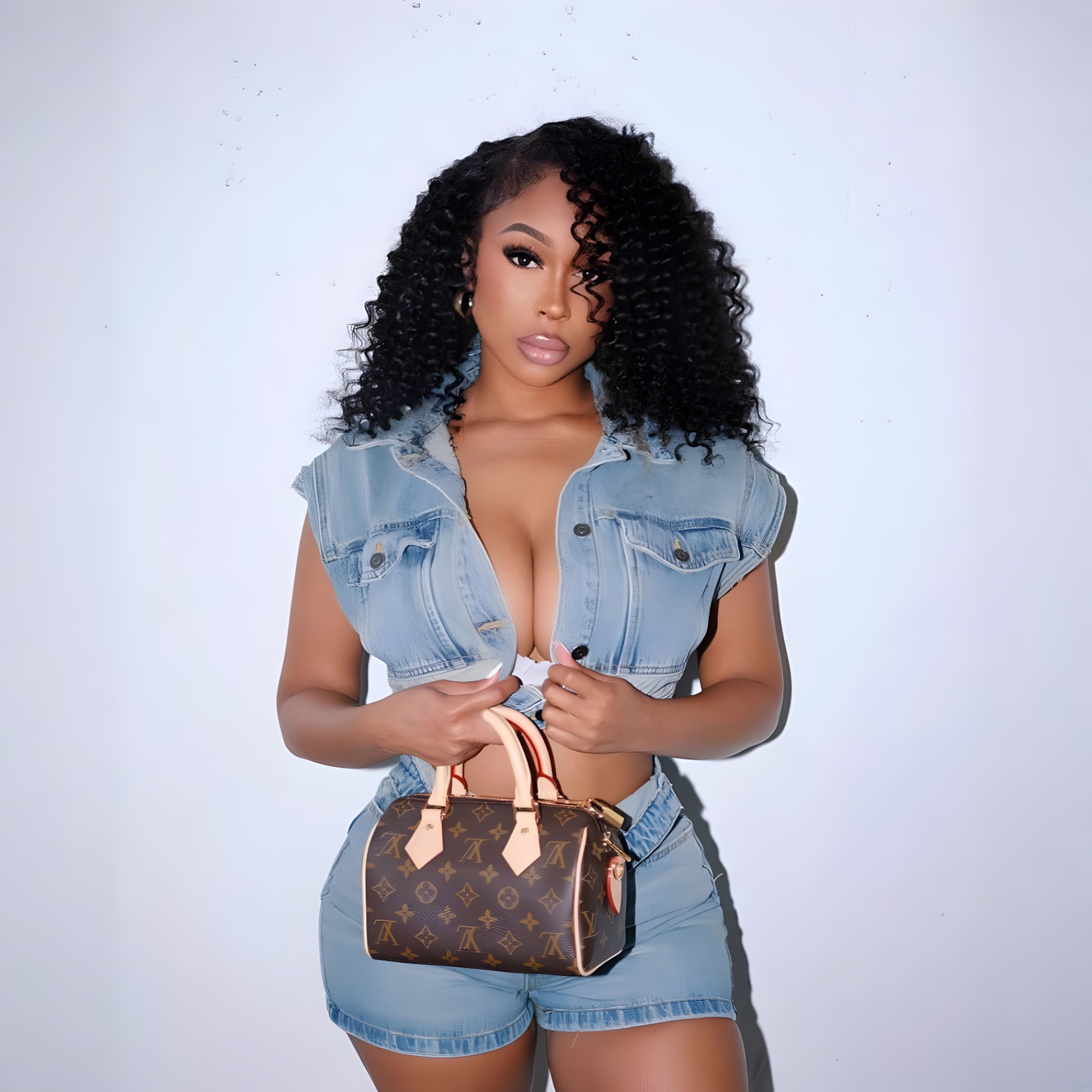 Double-Take Denim Vest & Short Set