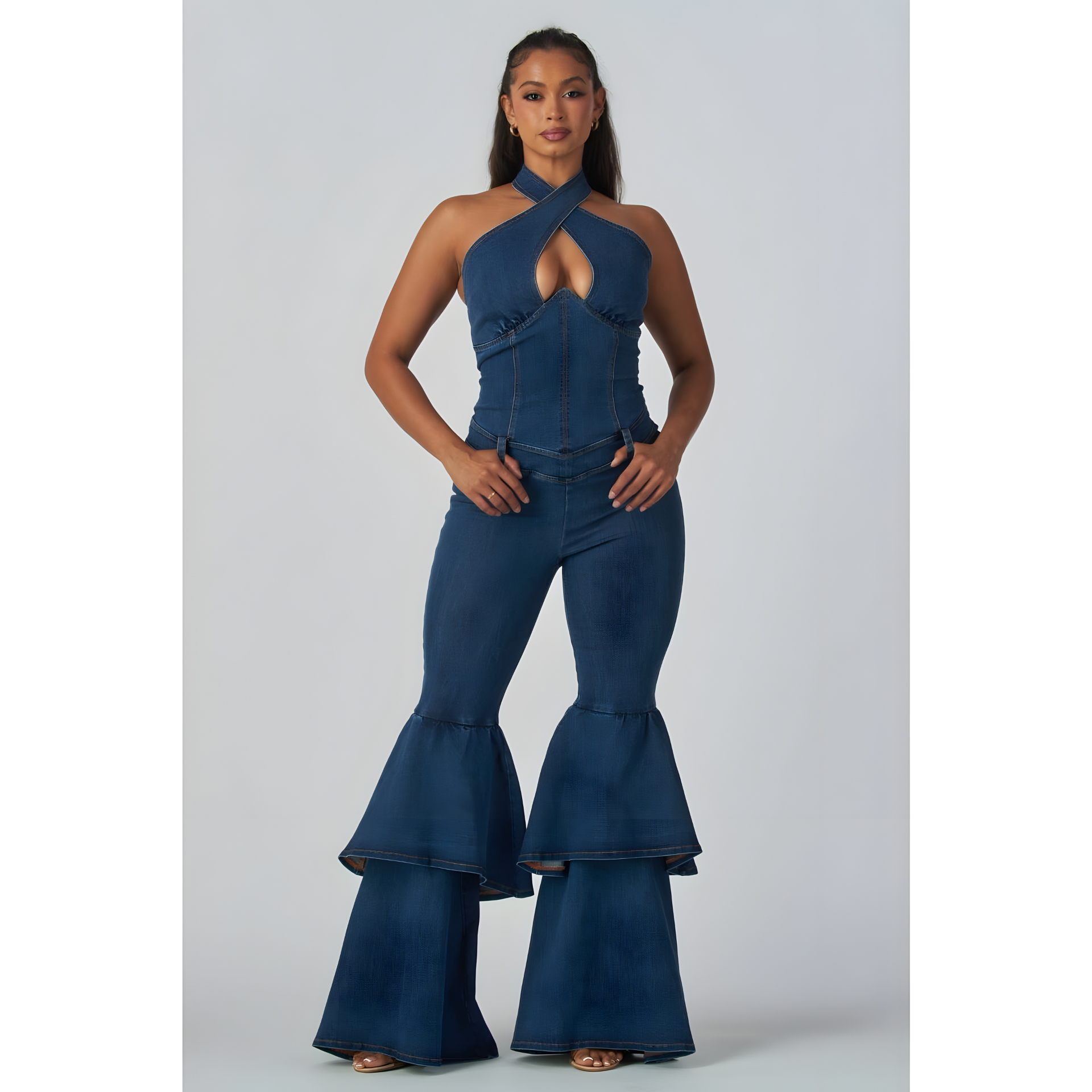 Indigo Halter Corset Flare Set