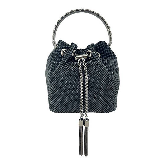 Midnight Rhinestone Bucket Bag