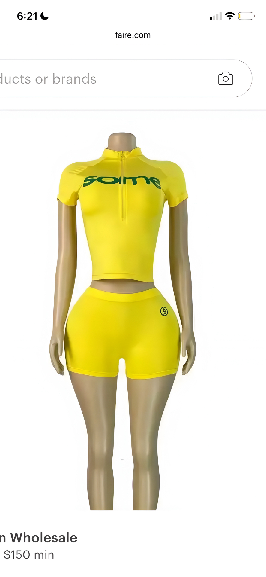 Sunshine Zip-Crop Biker Set
